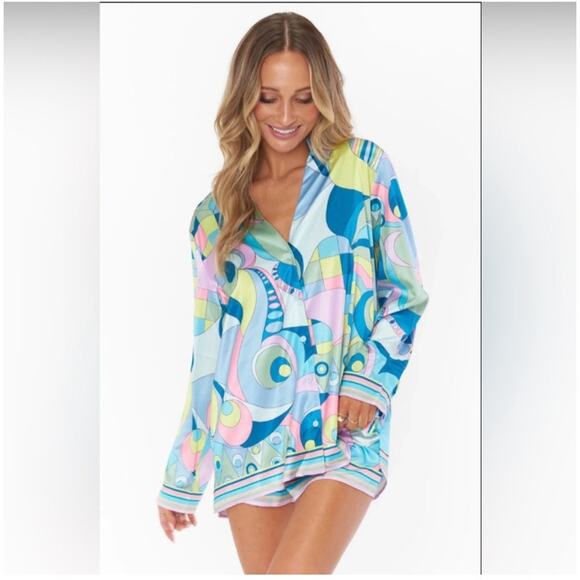 Show Me Your MuMu Other - Show Me Your Mumu Early Riser Go Go Luxe Satin Silky PJ Pajama Top S